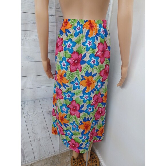 Vtg SAG HARBOR Womens Wrap Floral Skirt Sz L Y2K Hawaiian - Picture 5 of 9